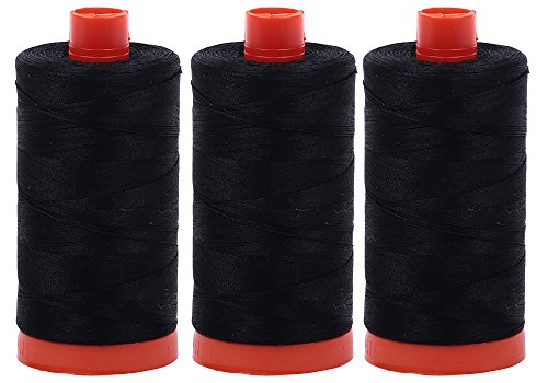 Aurifil 50 WT – Schwarz, solide – Mako-Baumwollgarn – je 1400 m. von Aurifil