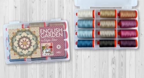 Aurifil Edyta Sitar Garn-Set English Garden, 12 große Spulen, Baumwolle, 50 W von Aurifil