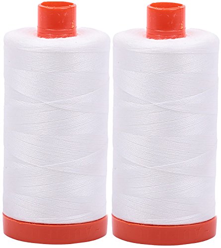 Aurifil Mako 50 W Nähfaden, Baumwolle, 2 große Spulen: Naturweiß (2021 x 2) von Aurifil