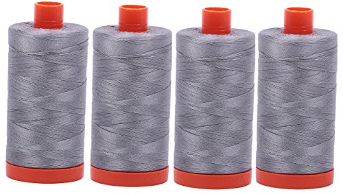 Aurifil Mako 50wt Garn, 4 große Spulen: Grau (2605x4) von Aurifil