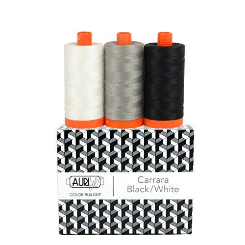 Aurifil Thread CB CarrarBlk/Wh, 3 Stück, schwarz von Aurifil