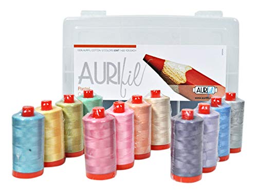 Aurifil Garn-Set, Pastell-Kollektion, 50 W, Baumwolle, 12 große Spulen von Aurifil