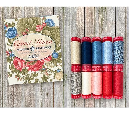 Minick & Simpson LS12GH10 Grand Haven Aurifil Garn, 12 W Baumwolle, 10 kleine Spulen von Aurifil