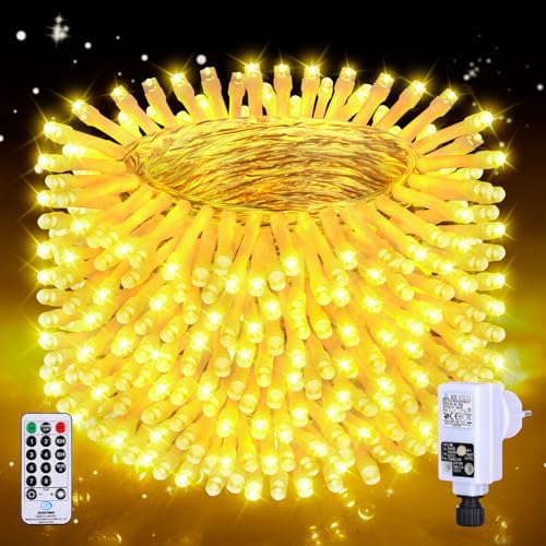 Auriostar Lichterkette Außen, 30m 300LED Lichterkette Innen mit Timer, 8 Modi Lichterkette Weihnachtsbaum Outdoor, IP44 Wasserdicht Lichterkette Außen Strom für Balkon Garten Party Weihnachten von Auriostar