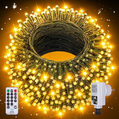 Auriostar Lichterkette Außen 30m 300 LED - Lichterkette Weihnachtsbaum Outdoor Innen 8 Modi mit Fernbedienung Timer, Wasserdicht IP44 LED Lichterkette Weihnachtsbeleuchtung für Party Garten Hochzeit von Auriostar