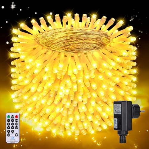 Auriostar Lichterkette Außen 60m 600LED, Lichterkette Außen Strom mit Timer, 8 Modi Lichterkette Innen, IP44 Wasserdicht Lichterkette Weihnachtsbaum Outdoor für Balkon Garten Party Weihnachten von Auriostar