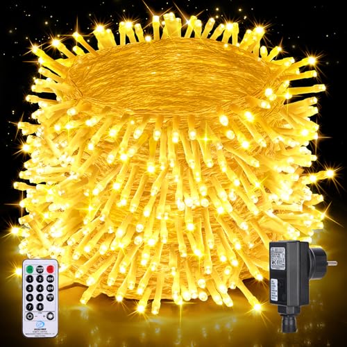 Auriostar Lichterkette Außen 80m 800LED - Lichterkette Weihnachtsbaum Outdoor Innen 8 Modi mit Fernbedienung Timer, IP44 Wasserdicht Lichterkette Strom für Party Garten Balkon Hochzeit (Warmweiß) von Auriostar