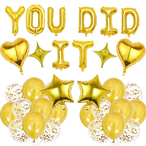 Luftballons mit Aufschrift "Congratulations Graduation You Did It", goldfarben von Aurmonigo