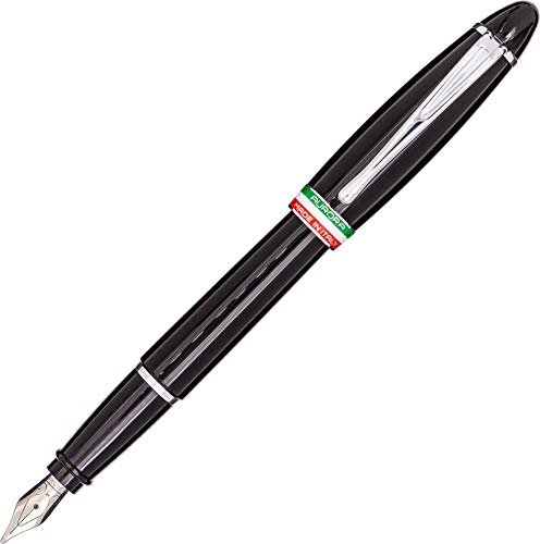 Aurora Füllfederhalter "IPSILON" Italia | Schreibstift aus schwarzen Harz mit verchromten Beschlägen | Feder M | Geschenkbox von Aurora Pen