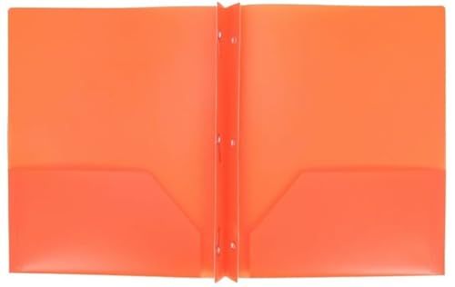 Kunststoff-Ordner in Briefgröße mit Taschen und 3 Metallzacken, Orange von Aurora2018