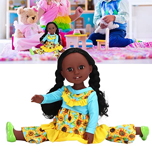 AuroraPeak Black Girl Doll Black Girl Doll 38.1 cm Vinyl Lebensechte Puppe mit exquisiter Kleidung für Kindergeburtstagsgeschenk von AuroraPeak