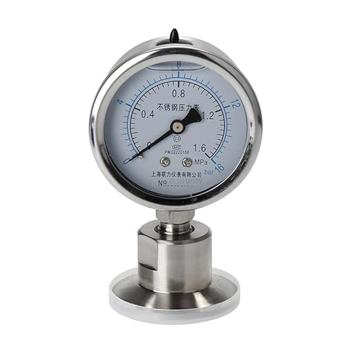 Manometer Tri Clamp Membran Druckanzeige SS304 Edelstahlkörper SS316 Membran (Color : Max 60 deg.C, Size : 0.4 Mpa) von Aurorad