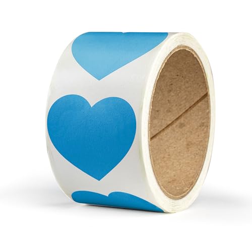 Herz Aufkleber zum Beschriften – 50 Sticker in Herzform – 6 x 5,5 cm groß – selbstklebende Herz Etiketten auf Rolle – für Geschenke zu Valentinstag, Muttertag, Geburtstag, Hochzeit (Blau) von Ausgewählt verpackt