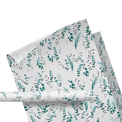 Seidenpapier weiß mit Muster Eukalyptus – Verpackungs- oder Füllmaterial – für Kleidung, Kerzen, Schmuck – Packseide mit Muster floral – auf Rolle – 47 cm breit – 10 Meter lang Seidenpapier weiß mit Muster Eukalyptus – Verpackungs- oder Füllmaterial – für Kleidung, Kerzen, Schmuck – Packseide mit Muster floral – auf Rolle – 47 cm breit – 10 Meter lang von Ausgewählt verpackt