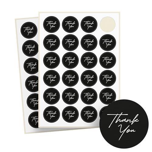 Thank you Sticker – 48 Stück auf Bogen – Herz Aufkleber, Recyclingpapier – Danke Aufkleber für Danke Geschenke und Gastgeschenke – selbstklebende Etiketten für Hochzeit und Kommunion (Thank you black) von Ausgewählt verpackt