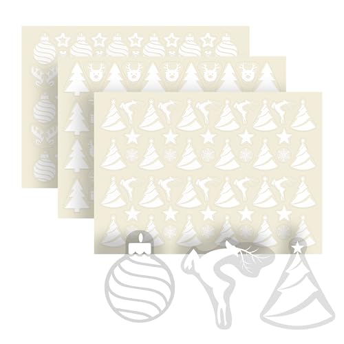 Weihnachtssticker als Geschenkaufkleber oder für Weihnachtskarten – 160 Aufkleber Weihnachten – Tannenbäume, Sterne, Rentiere – Sticker Set zur Deko Weihnachten – selbstklebend - transparent-weiß von Ausgewählt verpackt