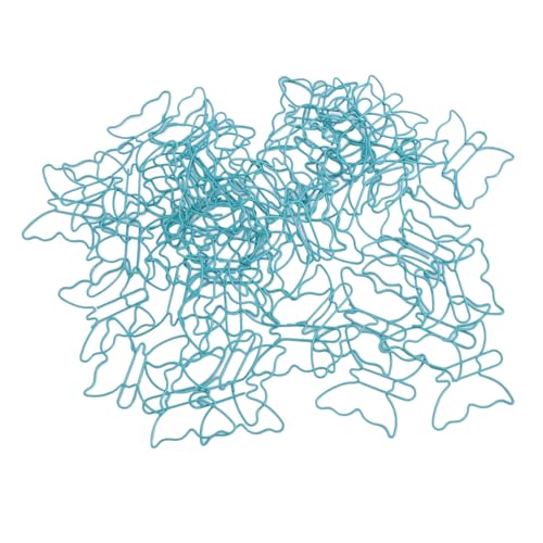 50 Stück Schmetterlinge, Büroklammern, Niedliche Farbbeschichtung, Lesezeichenklammern, Markierungsklammern, Bürobedarf, Himmelblau von Ausla