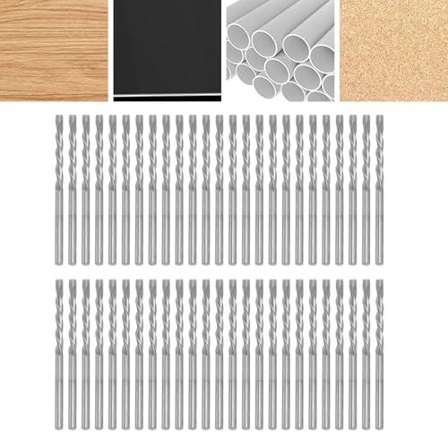 50pcs 1/8 Zoll Drillbits, M2 Hochgeschwindigkeits -Stahl -Spiral -Sägen -Bohrbit für Holz, Glasfaser, Kunststoff, Aluminiumwand -Schnitt, Kompatibel mit Elektrowerkzeugen (SILVER) von Ausla