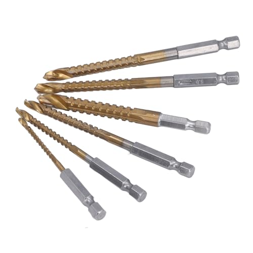 6 Stück Twist Bohrer Set 3mm 4mm 5mm 6mm 6,5mm 8mm Ti Beschichtetes HSS Hex Shank, Effiziente Bohrung für Holz, Metall, Kunststoff mit Split Point von Ausla