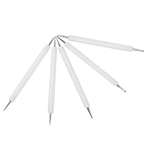 Ausla 5 Stück Doppelend-Acrylstab, Runder Kopf, Ton-Einkerbungsstift, DIY-Bildhauerei, Dotting-Werkzeug (weiß). (WHITE) von Ausla