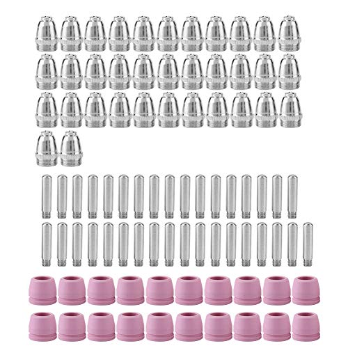 Ausla Elektroden Düsenzubehör, 90 Teile Plasmaschneidbrenner Plasmaschneider Elektrode Düsen für AG60 SG55 Schneidbrenner Zubehör, Verbrauchsmaterialien, Elektrodendüsen, Becher-Set von Ausla