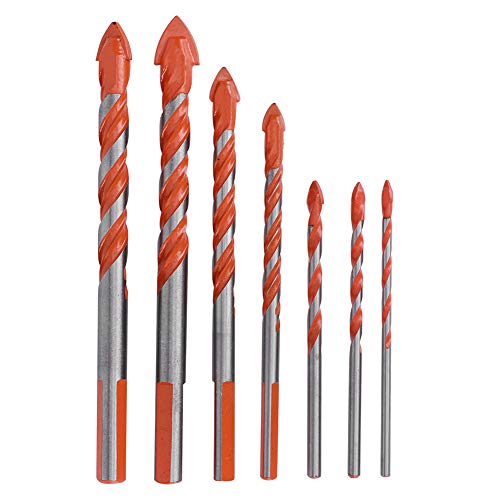 Dreieck Shank Keramikfliesenbohrer Bit Set, 7pcs Hochgeschwindigkeit Stahl U -förmige Spiralrille Mittelbohrgeräte, DIY -Wandlochbohrwerkzeug Bit Bit von Ausla