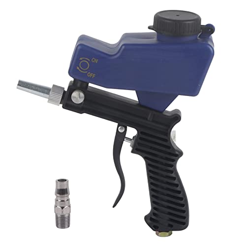 Handheld Sandblaster, 70-150 PSI 6000RPM Tragbare Schwerkraftzufuhr Sandstrahlpistole Luftsandstrahlmaschine Sandstrahlmaschine Sandstrahlpistole Werkzeugsatz Kit Mit Luftrohr Stecker Blau von Ausla