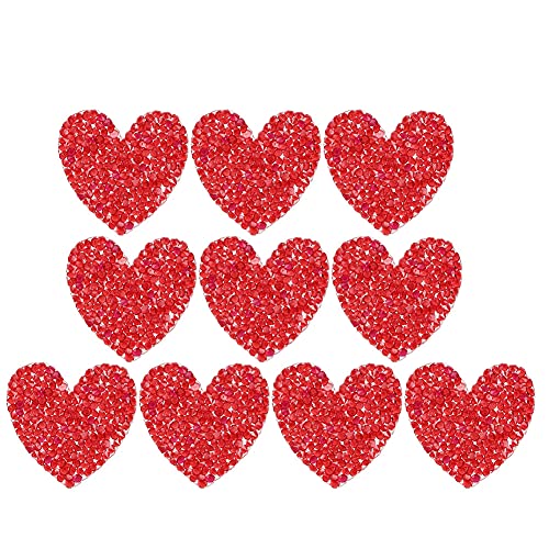 Herzförmige Strass-Applikation, 4 Cm, für Kleidung, Schuhe, Dekoration, mit Schmelzkleber, Harzbohrer (4 cm großes rotes Pfirsichherz) von Ausla