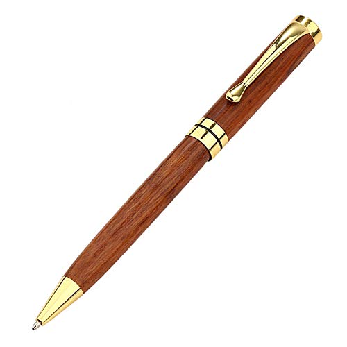 Kugelschreiber aus Holz, Drehbar, Einziehbarer Rollerball, Schreibstift für Schule, Büro, Geschäftsgeschenk (Golden) von Ausla