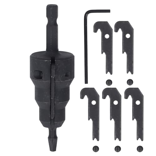 Power Conduit Reamer Tool Kit, High Carbon Steel Pipe Reamer mit 5 Klingen, für 1/4 Zoll Schaft Schlagbohrfutter Elektrowerkzeugzubehör von Ausla