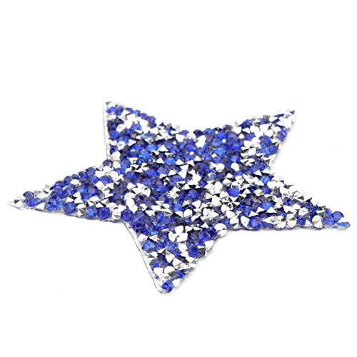 Strass-Stern-Applikation mit Schmelzkleber, 8 Cm, 10 Stück, für Hochzeitskleid, Schuhe, Tasche, Hut (8 cm dunkelblauer fünfzackiger Stern (silberne Basis)) von Ausla