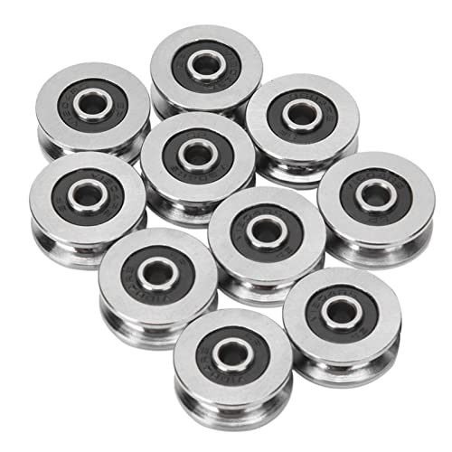 V-Nut-Lager, 10 Stück TV0418 Stahl-V-Nut-Schienenrollenlager Führungsschienenlager für Motor, Schienenauskleidungs-Bewegungssystem, 4 X 18 X 8 Mm von Ausla