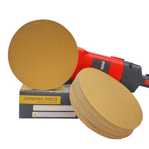 AutKerige Premium 150mm-Gold-Schleifscheiben – Körnung 600 (Box mit 50 Stück) – staubfreies Klett-Schleifpapier, Aluminiumoxid-Schleifmittel für Autolackierung und Holzbearbeitung von AutKerige