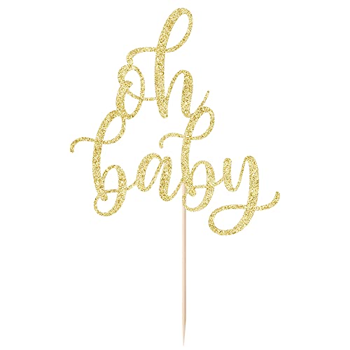 Auteby Gold Glitter Oh Baby Kuchendekoration – Babyparty-Dekoration, Baby-Geburtstag oder Willkommens-Baby-Kuchendekoration von Auteby