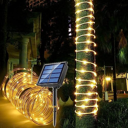 Auting 10M Lichterkette Außen Solar, 100 LEDS Solar Lichterschlauch Aussen Wasserdicht 8 Modi,Warmweiß LED Lichterketten außen für Baumdekoration, Garten, Hof, Haus, Beleuchtung, Party und Terasse von Auting