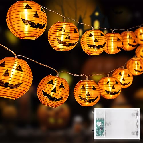 Auting Halloween Lichterkette Batteriebetrieben 6M 20LED Orange Kürbis Lichterkette mit Batterie Halloween Lichterkette für Außen und Innen Halloween Deko von Auting