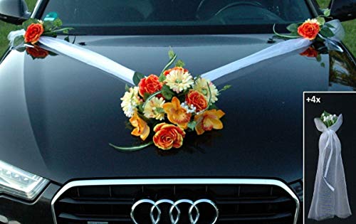 Autoschmuck Spitze STRAUß Auto Schmuck Braut Paar Rose Deko Dekoration Hochzeit Car Auto Wedding Deko PKW (SS GER Tee) von Auto-schmuck so einfach so kreativ