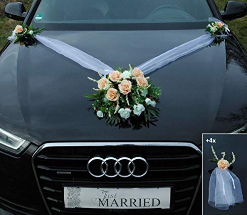 Autoschmuck Spitze STRAUß Auto Schmuck Braut Paar Rose Deko Dekoration Hochzeit Car Auto Wedding Deko PKW (SS Mix Lemon) von Auto-schmuck so einfach so kreativ