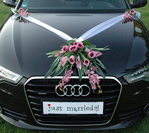 Autoschmuck Spitze STRAUß Auto Schmuck Braut Paar Rose Deko Dekoration Hochzeit Car Auto Wedding Deko PKW (Violett 5) von Auto-schmuck so einfach so kreativ