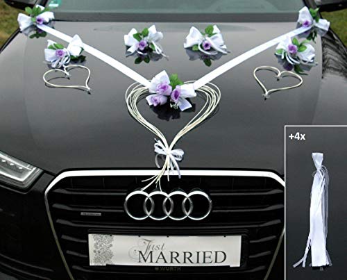 LIEBESHERZEN Braut Paar Rose Deko Dekoration Autoschmuck Hochzeit Car Auto Wedding Deko Girlande PKW ®Auto-schmuck (Lila) von Auto-schmuck so einfach so kreativ