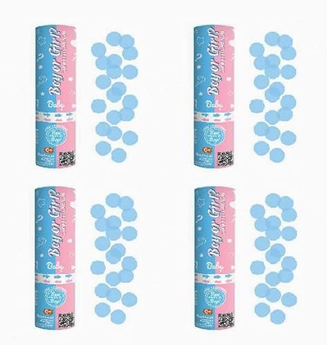 Partykanone Partypopper Streamer Konfetti Bombe Kanone für Hochzeit Geburtstag Party Gastgeschenk Gender Reveal Boy Girl He She Junge Mädchen Babyparty Baby Shower (4 x 15 Boy) von Auto-schmuck so einfach so kreativ