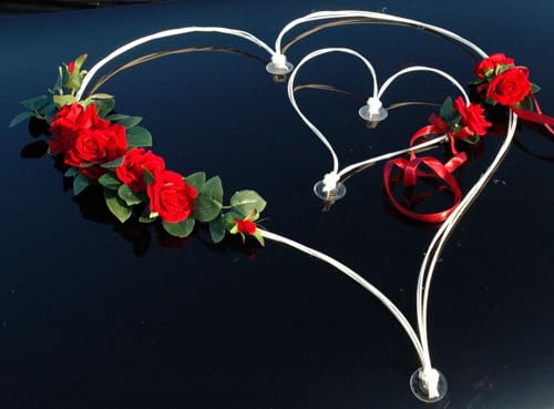 ROMANTISCHE Herzen Autoschmuck Auto Schmuck Braut Paar Rose Deko Dekoration Hochzeit Car Auto Wedding Deko (Maxi rot) von Auto-schmuck so einfach so kreativ