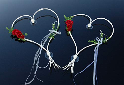 ROMANTISCHE Herzen Autoschmuck Auto Schmuck Braut Paar Rose Deko Dekoration Hochzeit Car Auto Wedding Deko (Rot 6) von Auto-schmuck so einfach so kreativ