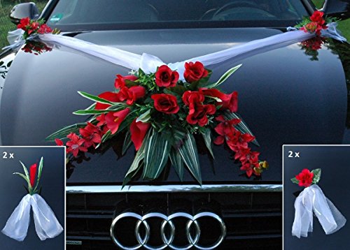 Spitze STRAUß Auto Schmuck Braut Paar Rose Deko Dekoration Hochzeit Car Auto Wedding Deko PKW (Rot 5) von Auto-schmuck so einfach so kreativ