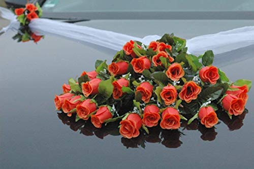 Spitze STRAUß Auto Schmuck Braut Paar Rose Deko Dekoration Hochzeit Car Auto Wedding Deko PKW (Tee 4) von Auto-schmuck so einfach so kreativ