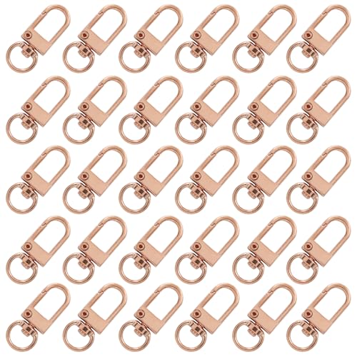 Auvotuis Karabinerverschlüsse aus Metall, 360° drehbar, Schlüsselbundhaken, DIY-Klauenverschlüsse für Schmuck, Geldbörsen, Taschen, Schlüsselanhänger, Kunsthandwerk (Roségold), 30 Stück von Auvotuis