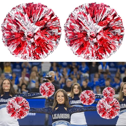 2 Stück Cheerleader Pompons,Pompons Cheerleading,Metallisch Cheerleading Pompons,Sport Squad Cheer Accessories,für Cheerleading, für Leistung, Gymnastik von Auzlya