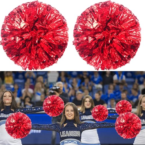 2 Stück Cheerleader Pompons,Pompons Cheerleading,Metallisch Cheerleading Pompons,Sport Squad Cheer Accessories,für Cheerleading, für Leistung, Gymnastik von Auzlya