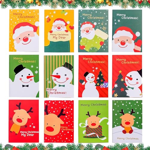 Auzlya 24 stück Mini Notizblock Weihnachten,Weihnachts Notizbuch,Weihnachten Cartoon Notebook,Weihnachten Notizblöcke Kinder,Weihnachten Party Geschenke Bag Fillers,Zufälliges Farbmuster von Auzlya