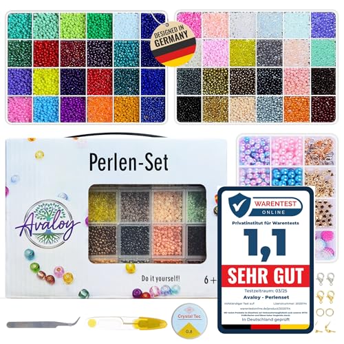 AVALOY Perlen für Armbänder Perlen 48 Farben Armbänder selber machen Perlen Set diy Perlen Set pastell Perlen zum Auffädeln Schmuck selber machen set Perlen 3mm Beads (Set 1) von Avaloy